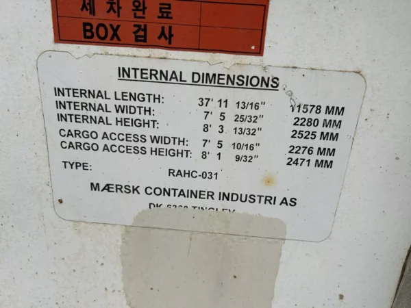40ft Maersk RAHC-031 Cold Storage Reefer Container CCR18060 - Image 8